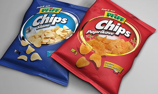 Design obalů Pfiff Chips
